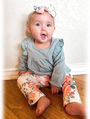 HINTINA Infant Baby Girl Long Sleeve Fall Winter Outfits With Headband in Kuwait