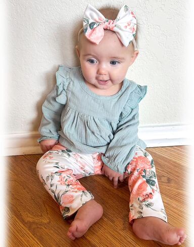 HINTINA Infant Baby Girl Long Sleeve Fall Winter Outfits With Headband in Kuwait