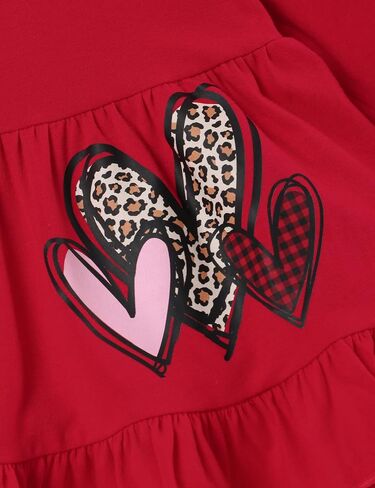 Menglang Valentine's Day Outfit Kids Baby Girl Clothes Red Ruffled Sleeve Top Heart-Shaped Pants Clothes Set for Little Girl in Kuwait
