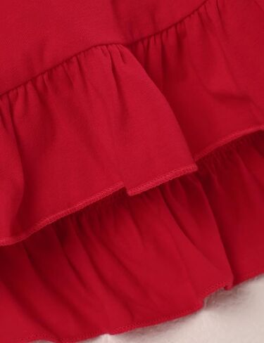 Menglang Valentine's Day Outfit Kids Baby Girl Clothes Red Ruffled Sleeve Top Heart-Shaped Pants Clothes Set for Little Girl in Kuwait