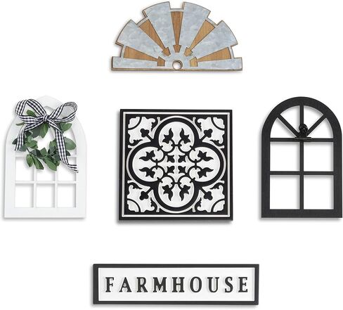 مجموعة من 5 قطع من مزرعة هاوس مكونة من صينية ديكور مجلفنة من طبقات | ديكورات صينية كلاسيكية من الطراز الريفي | ديكورات للخريف والمنزل وغرفة المعيشة وديكور للمطبخ in Kuwait