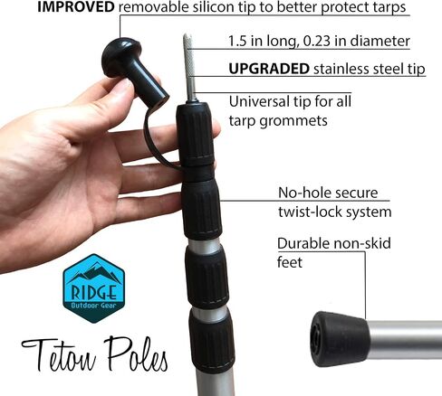 Ridge Outdoor Gear Adjustable Telescoping Tarp Tent Poles Rod, Extending Portable Collapsible for Camper Awning Tarpaulin Camping in Saudi Arabia