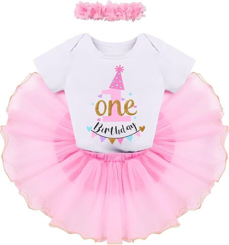 IDOPIP My 1st 2nd 3rd Birthday Girl Outfit Baby Romper Shirt Tutu Skirt Headband 3PCS Clothes Set for Cake Smash Photo Prop in Saudi Arabia