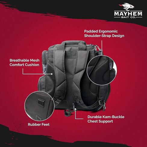 Mayhem Bait Co. Premium Fishing Tackle Backpack with (4) 3700 Organizer Trays, Tackle Box Organizer Bag in Saudi Arabia