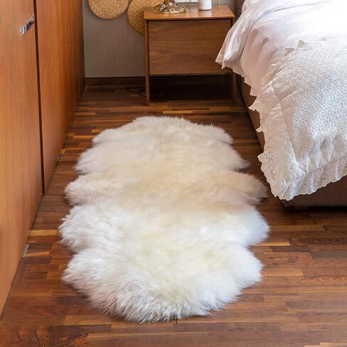 MH MYLUNE HOME Genuine Sheepskin Rug, New Zealand Natural Sheepskin Throw,Luxury Fluffy Sheepskin Seat/Chair Cover， Real Shearling Rug Soft, Lambskin Animal Fur Rug for Bedroom/Living Room in Kuwait
