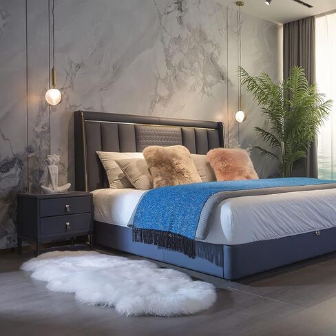 MH MYLUNE HOME Genuine Sheepskin Rug, New Zealand Natural Sheepskin Throw,Luxury Fluffy Sheepskin Seat/Chair Cover， Real Shearling Rug Soft, Lambskin Animal Fur Rug for Bedroom/Living Room in Kuwait