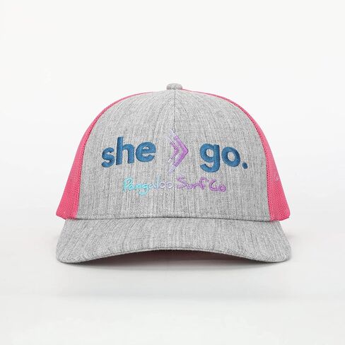 Women's/Girls - she-go. Snapback Adjustable Embroidered OG Trucker Hat - Surf, Beach, Sports, Trendy, Girls, Women (Pink/Grey), Pink/Grey in Kuwait