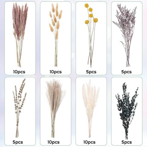 فو يامب باقة زهور مجففة من 60 قطعة مقاس 15 انش من عشب البامباس الطبيعي وذيول الارنب المجففة والقصب المجفف، ديكور بوهو لغرفة المعيشة والمنزل والزفاف والمزهريات وتزيين الطاولة in Kuwait