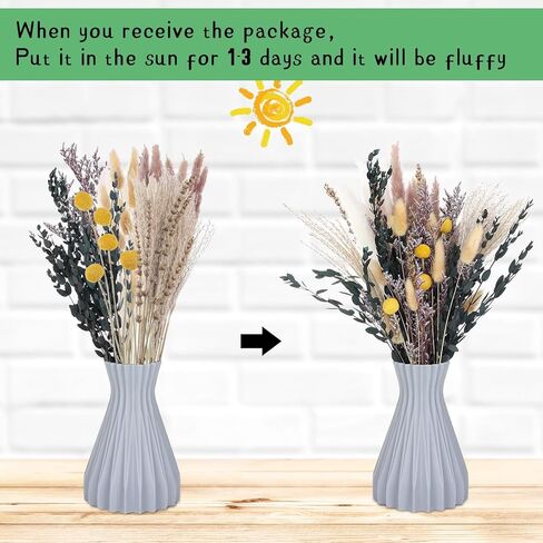فو يامب باقة زهور مجففة من 60 قطعة مقاس 15 انش من عشب البامباس الطبيعي وذيول الارنب المجففة والقصب المجفف، ديكور بوهو لغرفة المعيشة والمنزل والزفاف والمزهريات وتزيين الطاولة in Kuwait