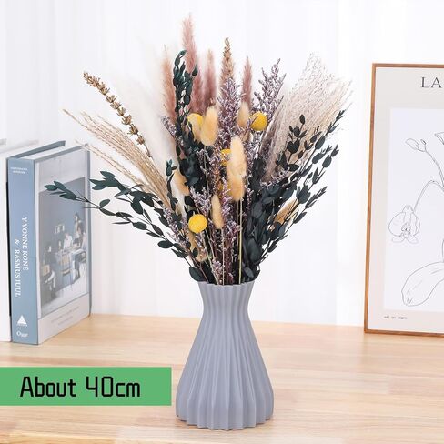 فو يامب باقة زهور مجففة من 60 قطعة مقاس 15 انش من عشب البامباس الطبيعي وذيول الارنب المجففة والقصب المجفف، ديكور بوهو لغرفة المعيشة والمنزل والزفاف والمزهريات وتزيين الطاولة in Kuwait