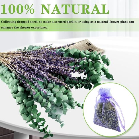 الأوكالبتوس المجفف للاستحمام مع حزمة اللافندر - سيقان الأوكالبتوس الحقيقية ونبات اللافندر المعلق | الرعاية الذاتية، الزفاف، ديكور المنزل in Kuwait