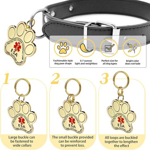 Service Dog ID Tags, Gold Emotional Support Animals Industrial Pet ID Tags for Service Animals, Stainless Steel ESA Service Dog Tag for Emotional Support Dogs and Therapy Dogs in Kuwait