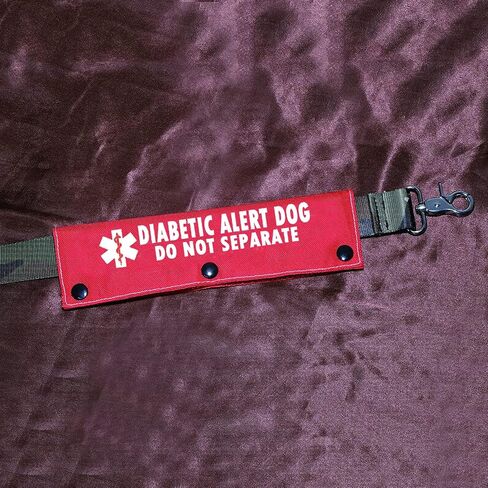 Emergency Medical Alert Dog Leash Sleeve Diabetic Alert Dog Do Not Separate Funny Wrap Alert Hanging ID Patch Tag (Diabetic Alert-YE Sleeve) in Saudi Arabia