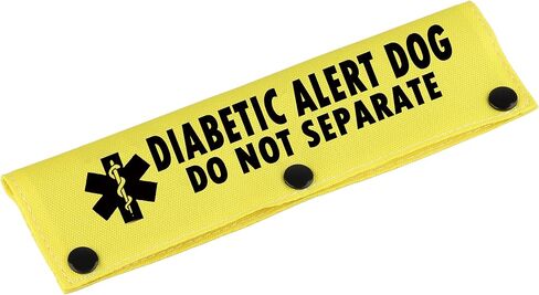 Emergency Medical Alert Dog Leash Sleeve Diabetic Alert Dog Do Not Separate Funny Wrap Alert Hanging ID Patch Tag (Diabetic Alert-YE Sleeve) in Saudi Arabia