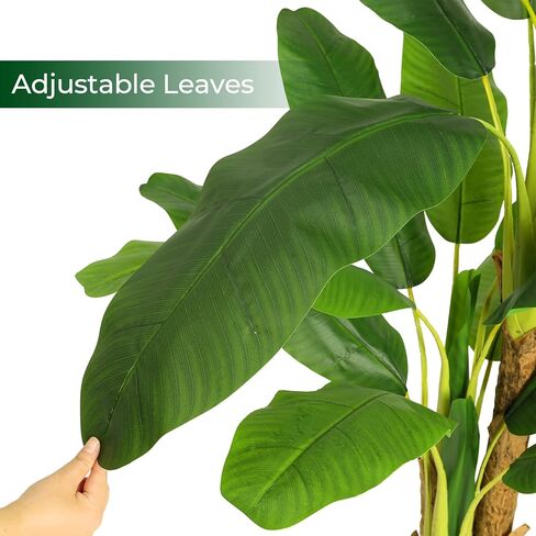 فياجدو شجرة موز اصطناعية بطول 6 قدم مكونة من 22 ورقة كبيرة ثلاثية الساق من الحرير الصناعي لتزيين المنزل والمسافرين داخليا، شجرة نخيل لتزيين غرفة المعيشة in Kuwait