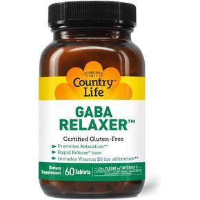 Country Life GABA Relaxer, 90 Tablets, Certified Gluten Free, Certified Vegan