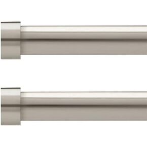 OLV 2 Pack Nickel Rods for Window 72-144 inch, Adjustable Single Window Curtain Rods with End Cap Design Finials,Drapery Rods of Window Treatment,1 inch Diameter,Satin Nickel