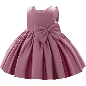 Flower Girl Dress for Wedding Sleeveless Satin Bowknot Tulle Tutu Bridesmaid Baptism Pageant Birthday Party Prom Gown in Kuwait