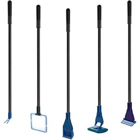 Songway 5 in 1 Aquarium Fish Tank Clean Tool Set/ Fish Net, Gravel Rake, Algae Sc, Plant Fork, Sponge/Multi-Function Cleaning kit for Aquarium Fish Tank in Kuwait