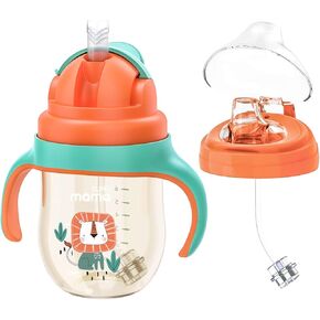 أكواب سوبر ماما للانسكاب للأطفال بعمر سنة فما فوق مع فوهة شرب وقش (9/11 أونصة)، أكواب PPSU مانعة للانسكاب مع قش مرجح، أكواب تدريب مقاومة للانسكاب للأطفال الصغار مع مقبض للأطفال بعمر 6 أشهر فما فوق in Kuwait