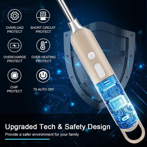 ولاعة كهربائية قابلة لإعادة الشحن على شكل قوس مع شاشة LED ولاعة USB طويلة الرقبة مرنة للطهي بالشموع (شامبانيا) in Kuwait