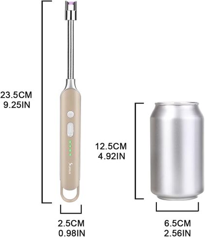 ولاعة كهربائية قابلة لإعادة الشحن على شكل قوس مع شاشة LED ولاعة USB طويلة الرقبة مرنة للطهي بالشموع (شامبانيا) in Kuwait
