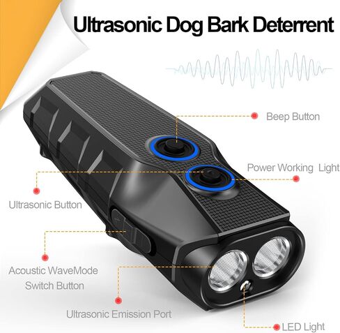 TOKEGO Dog Barking Control Devices, Ultrasonic Dog Barking Deterrent 3 Frequency Dog Training and Barking Device with LED Flashlight, 16.4 ft Range Outdoor Safe for Human and Dog, Rechargeable in Saudi Arabia