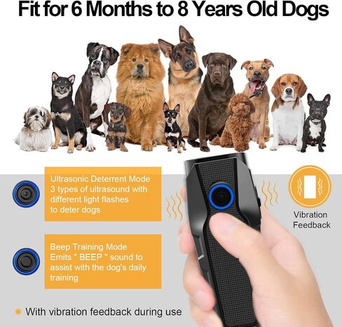 TOKEGO Dog Barking Control Devices, Ultrasonic Dog Barking Deterrent 3 Frequency Dog Training and Barking Device with LED Flashlight, 16.4 ft Range Outdoor Safe for Human and Dog, Rechargeable in Saudi Arabia