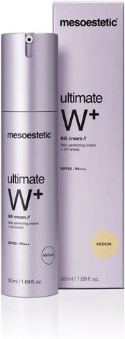 كريم Ultimate W+ BB - لون متوسط ​​- عامل حماية من الشمس SPF 50، حماية عالية من الأشعة فوق البنفسجية فئة A وB - مضاد للشيخوخة - كريم مضاد للتجاعيد من Mesoestetic in Kuwait