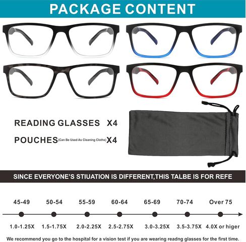 acavefox Men Reading Glasses Blue Light Blocking 4 Pack Computer Readers in Saudi Arabia