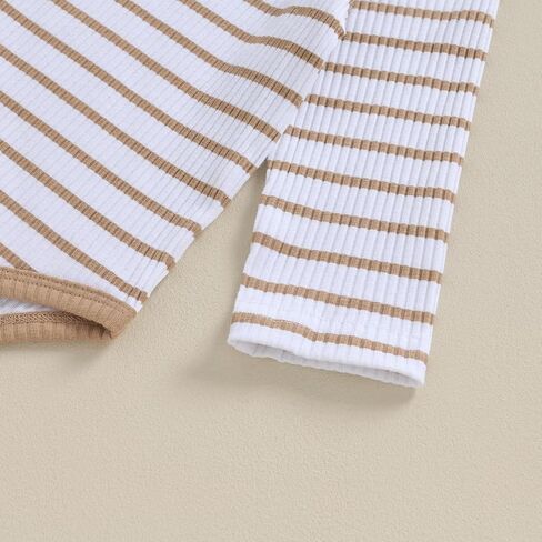 Newborn Baby Boy Girl Outfits Long Sleeve Striped Ribbed Knitted Romper Pants Hat 3Pcs Infant Fall Winter Clothes in Kuwait