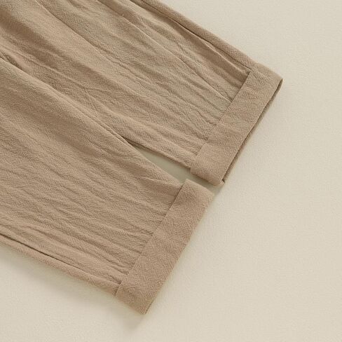 ملابس Karuedoo للأطفال الصغار من القطن والكتان وقمصان Henley بأزرار سفلية وأكمام طويلة ومجموعة سراويل كاجوال in Kuwait