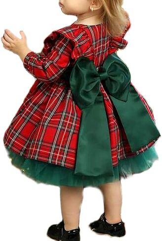 Toddler Baby Girl Christmas Dress Buffalo Plaid Tulle Tutu Skrit Princess Dress Xmas Clothes Outfit for Kids 3M-7T in Saudi Arabia