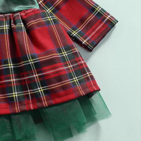 Toddler Baby Girl Christmas Dress Buffalo Plaid Tulle Tutu Skrit Princess Dress Xmas Clothes Outfit for Kids 3M-7T in Saudi Arabia