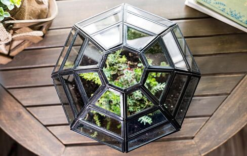 Urban Born Handmade Birdcage Large Glass Terrarium — 10" x 9" x 9" (Black) in Saudi Arabia