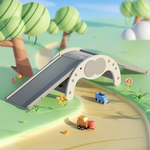 LUUYOUU Children's Indoor Climbing Slideway Swing Playground 4-in-1 Function: Slide, Rock Climbing, Balance Board and Cradle Safe and Solid Montessori Toys White（2 Climbing Frame+2 Sliding Plate） in Kuwait