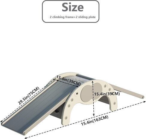 LUUYOUU Children's Indoor Climbing Slideway Swing Playground 4-in-1 Function: Slide, Rock Climbing, Balance Board and Cradle Safe and Solid Montessori Toys White（2 Climbing Frame+2 Sliding Plate） in Kuwait