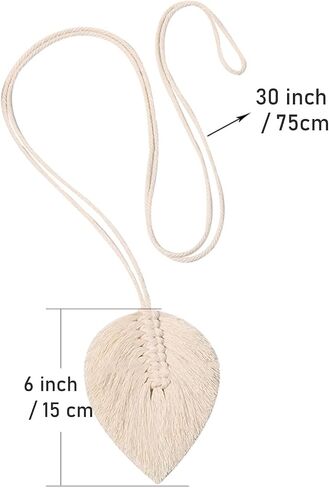 Turbokey Leaf Curtain Tiebacks Rope Boho Handmade Outdoor Curtain Holdbacks 2 Pack Farmhouse Tassel Curtain Ties Holder by Cotton Rope, Bohemian Home Decoration Drapery Holdback (Avocado Green) in Saudi Arabia
