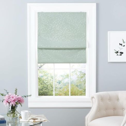 Exclusive Home Bolan Botanical Total Blackout Roman Shade, 34"x 64", Sage in Saudi Arabia