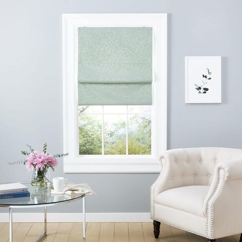 Exclusive Home Bolan Botanical Total Blackout Roman Shade, 34"x 64", Sage in Saudi Arabia