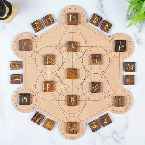 مجموعة أحجار اللابرادوريت الرونية الكريستالية 25 قطعة من أحجار الريكي القديمة فوثارك فايكنغ الكريمة ريكي شفاء الحروف الهجائية الرونية الذهبية المنقوشة هدايا روحية للتأمل والتأمل للنساء لوازم السحر in Kuwait