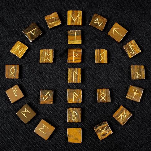 مجموعة أحجار اللابرادوريت الرونية الكريستالية 25 قطعة من أحجار الريكي القديمة فوثارك فايكنغ الكريمة ريكي شفاء الحروف الهجائية الرونية الذهبية المنقوشة هدايا روحية للتأمل والتأمل للنساء لوازم السحر in Kuwait