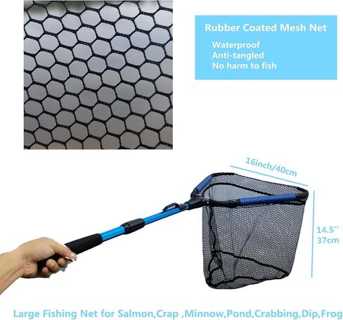 شبكة صيد الأسماك المياه المالحة القابلة للطي لصيد السمك، شبكة صيد الكاياك مطاطية طافية، شبكة إنزال قابلة للطي لصيد الأسماك لسلطعون والغطس والسالمون، والمنونو، والبرك، الضفدع - اكسسوارات صيد الكاياك in Kuwait