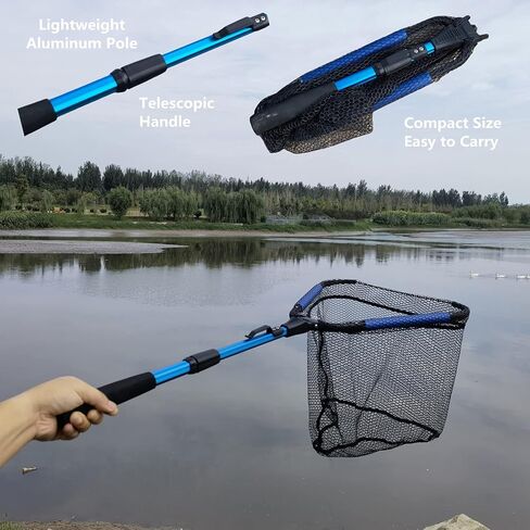 شبكة صيد الأسماك المياه المالحة القابلة للطي لصيد السمك، شبكة صيد الكاياك مطاطية طافية، شبكة إنزال قابلة للطي لصيد الأسماك لسلطعون والغطس والسالمون، والمنونو، والبرك، الضفدع - اكسسوارات صيد الكاياك in Kuwait