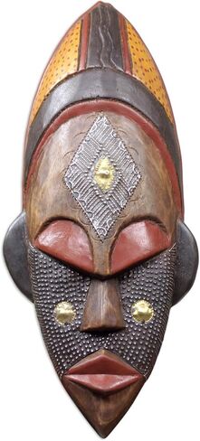 NOVICA Brown and Red Handcrafted African Wood Wall Mask, Dan Beauty' in Saudi Arabia