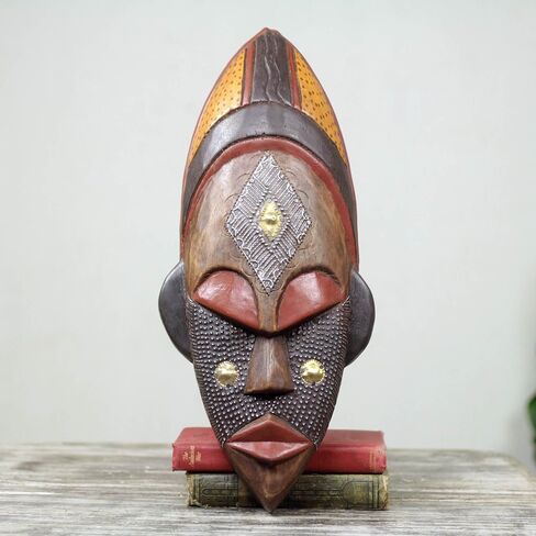 NOVICA Brown and Red Handcrafted African Wood Wall Mask, Dan Beauty' in Saudi Arabia