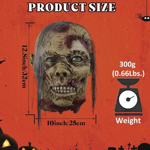 رأس مقطع الرأس، رأس دماء حاد ومرعب في الهالوين مع شعر مستعار تنكري من اللاتكس (زومبي) in Kuwait
