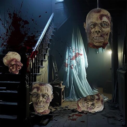 رأس مقطع الرأس، رأس دماء حاد ومرعب في الهالوين مع شعر مستعار تنكري من اللاتكس (زومبي) in Kuwait