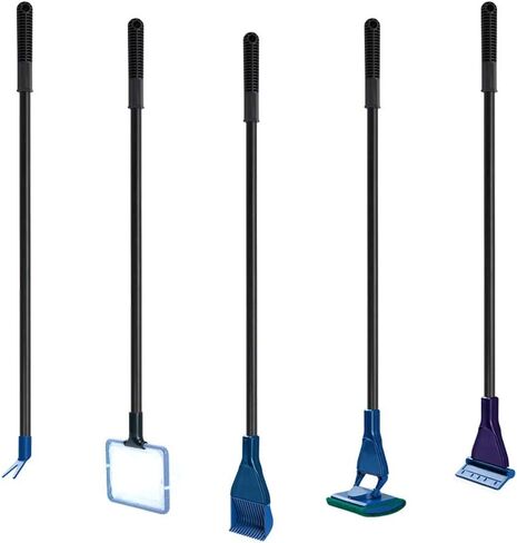 Songway 5 in 1 Aquarium Fish Tank Clean Tool Set/ Fish Net, Gravel Rake, Algae Sc, Plant Fork, Sponge/Multi-Function Cleaning kit for Aquarium Fish Tank in Kuwait