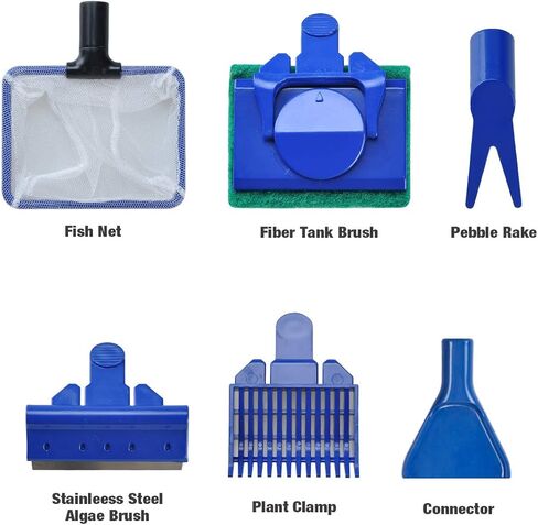 Songway 5 in 1 Aquarium Fish Tank Clean Tool Set/ Fish Net, Gravel Rake, Algae Sc, Plant Fork, Sponge/Multi-Function Cleaning kit for Aquarium Fish Tank in Kuwait